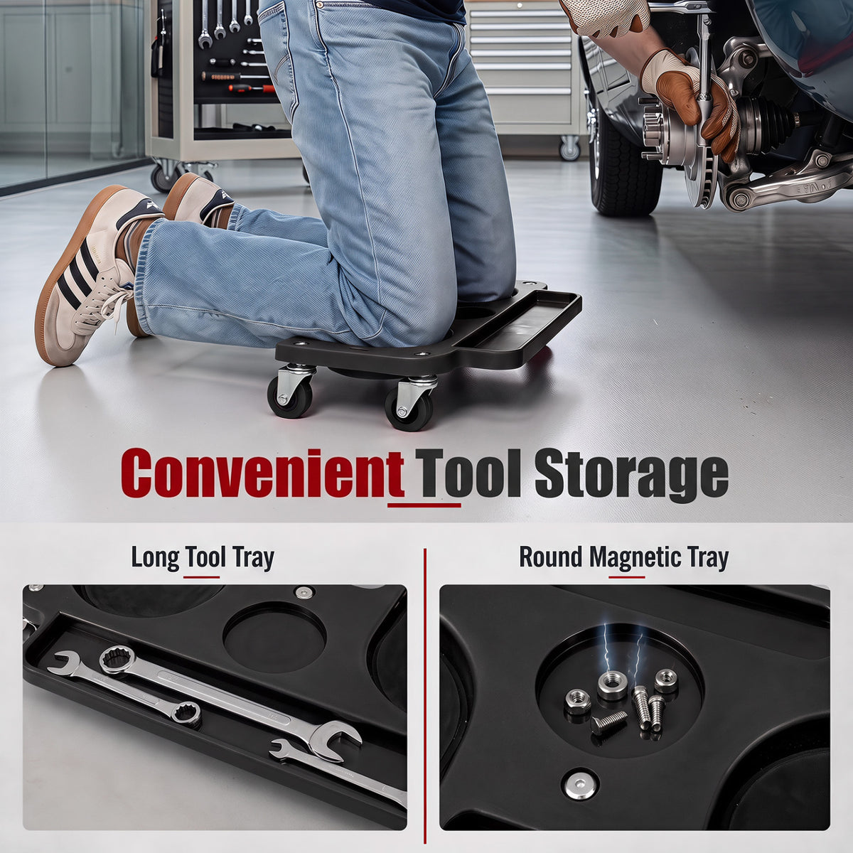 Rolling Knee Creeper with 360° Swivel Casters Lightweight Kneeling