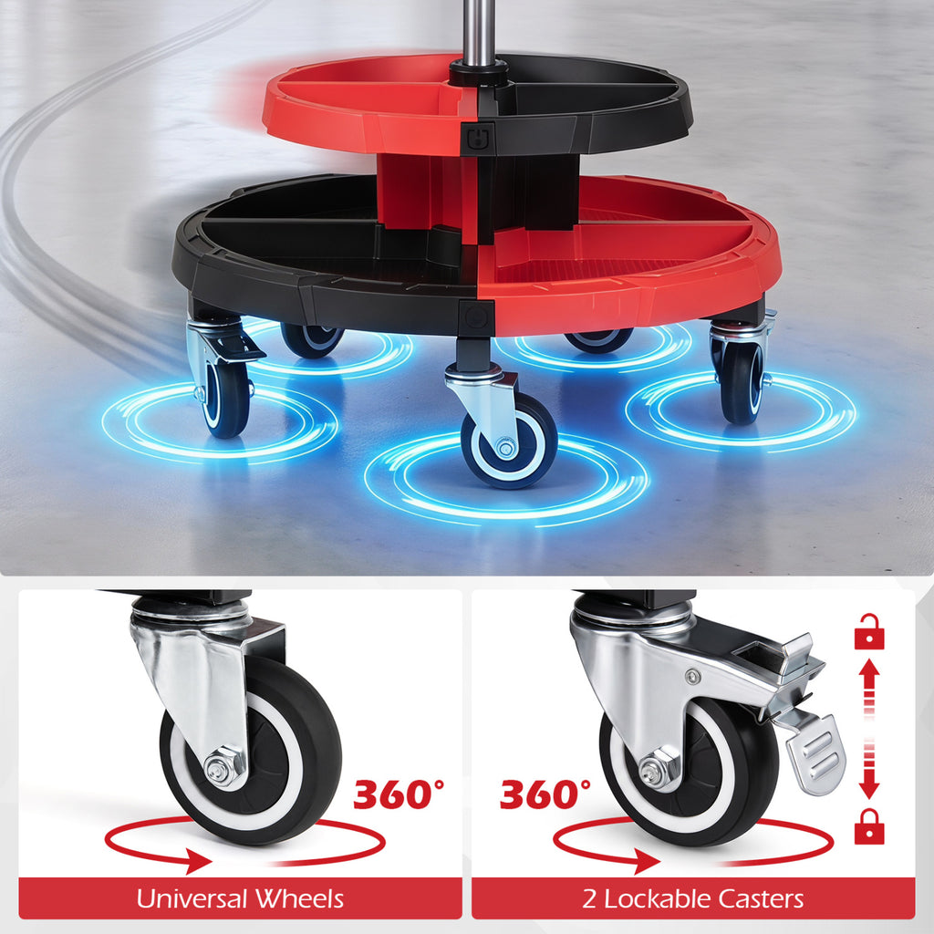 Rolling Mechanic Stool with Cushioned Seat and 5 Wheels 330 LBS