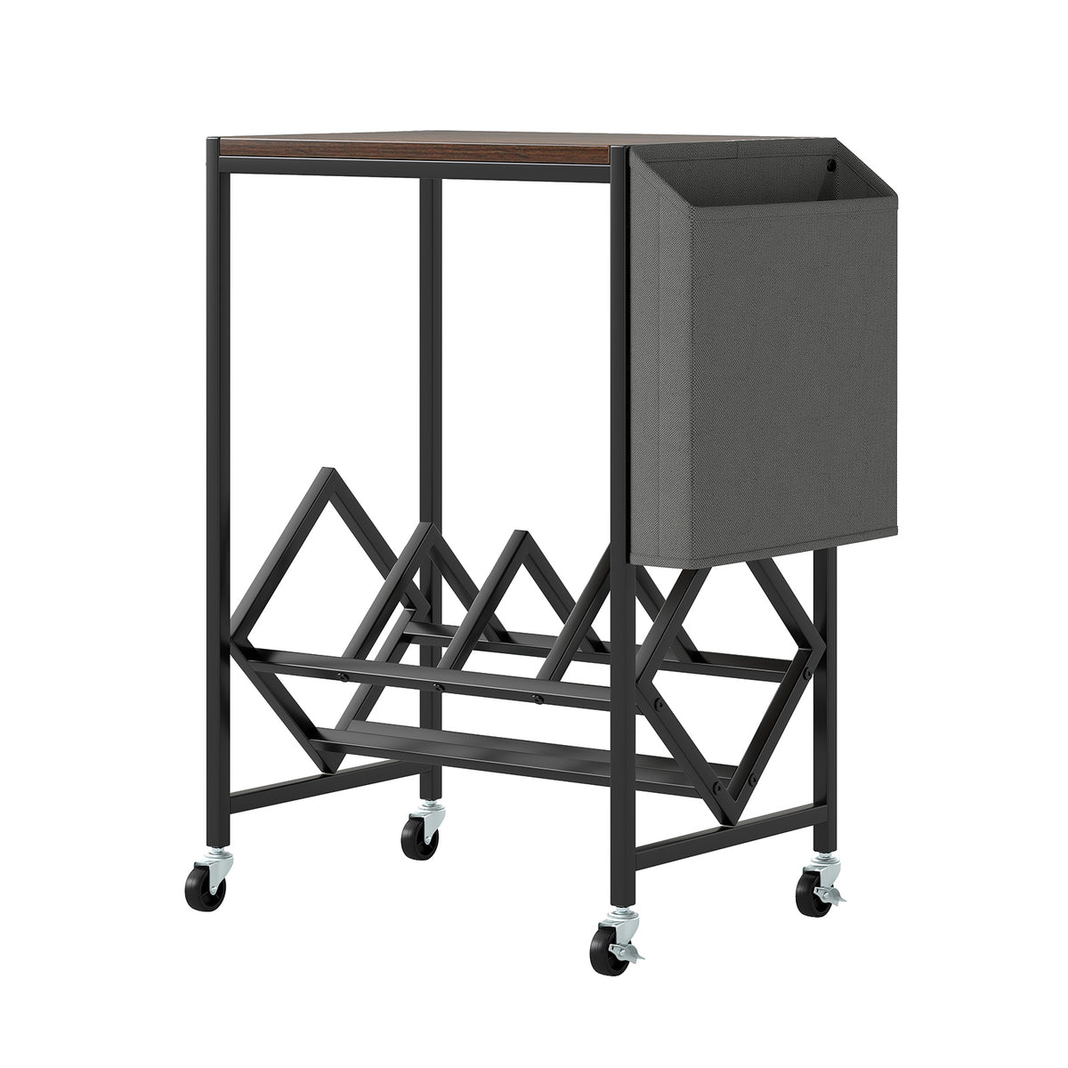 Rolling End Table 3-Tier with Wheels, Brown