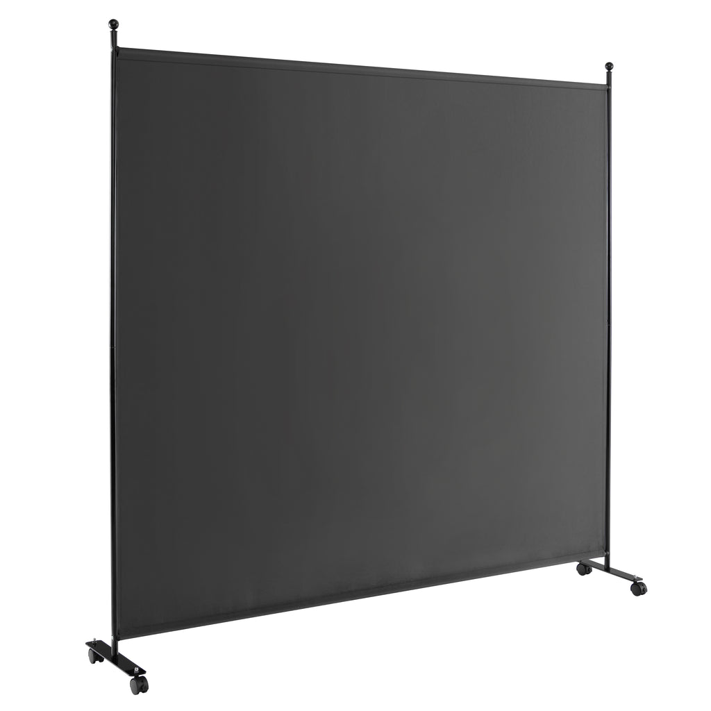 6 Feet Single Panel Rolling Room Divider with Wheels - Dark Gray