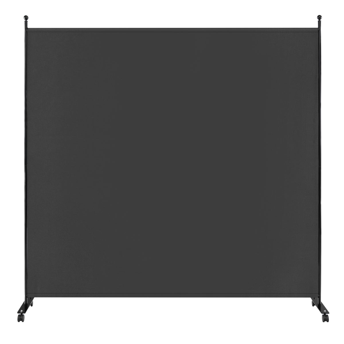 6 Feet Single Panel Rolling Room Divider with Wheels - Dark Gray