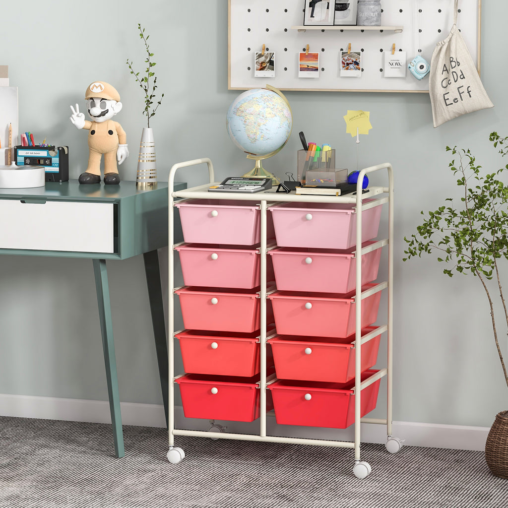 10-Drawer Rolling Storage Cart