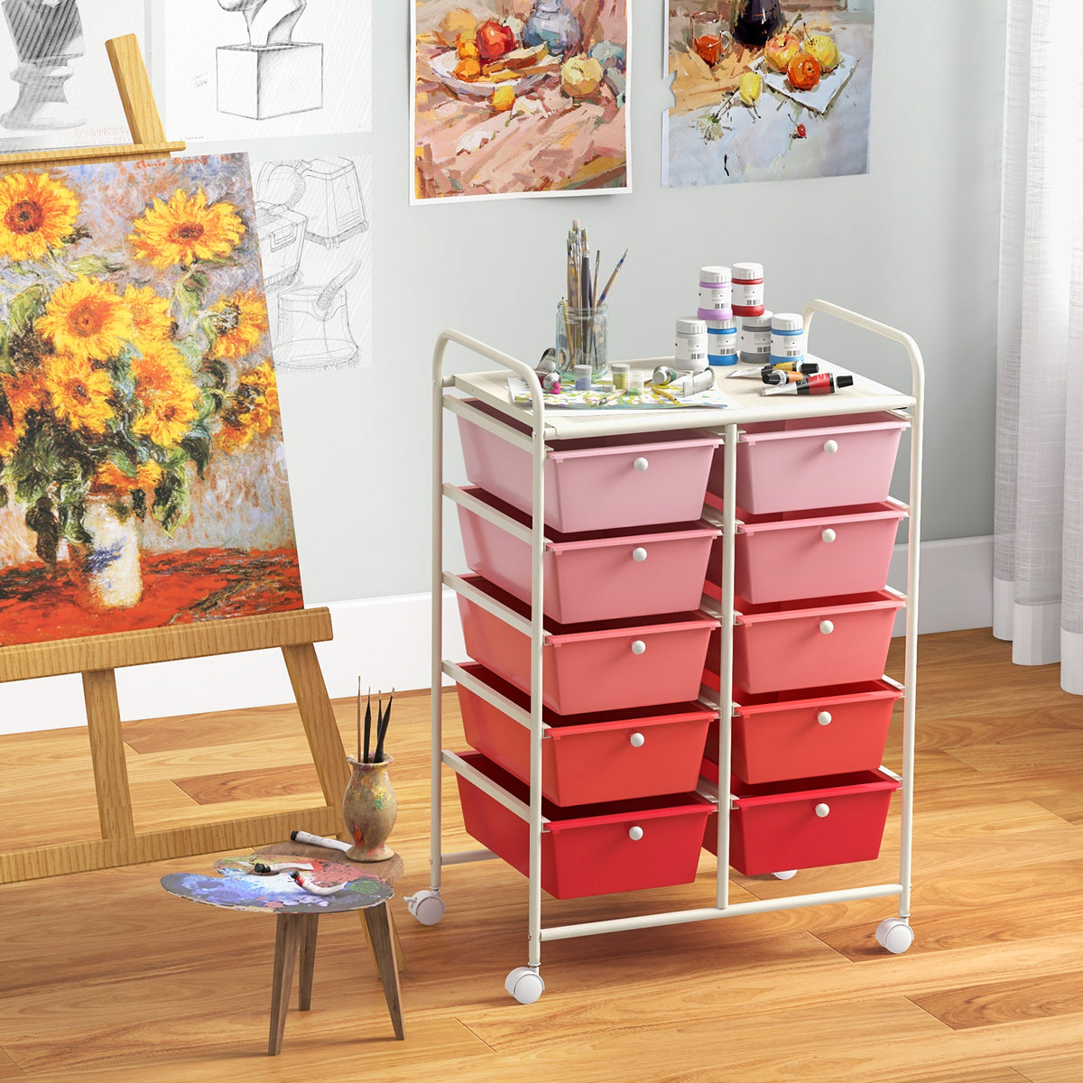 10-Drawer Rolling Storage Cart
