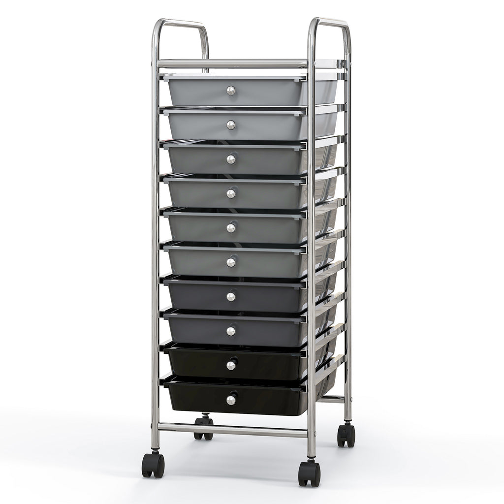10 Drawer Rolling Storage Cart Organizer with 4 Universal Casters