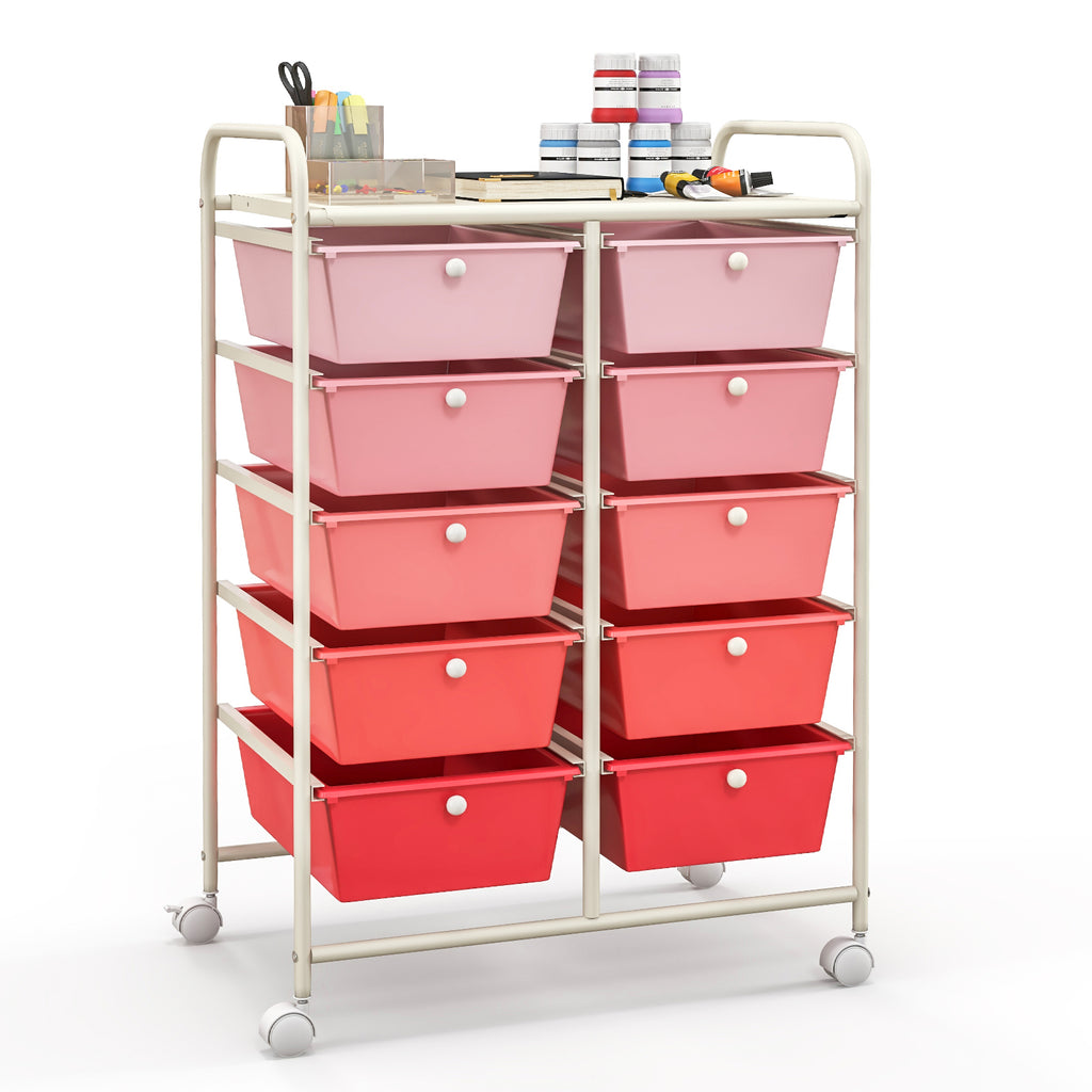 10-Drawer Rolling Storage Cart