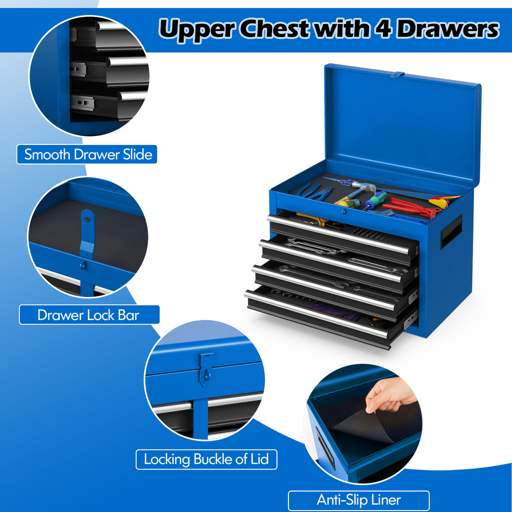 2-in-1 Rolling Tool Chest with 5 Drawers - Navy