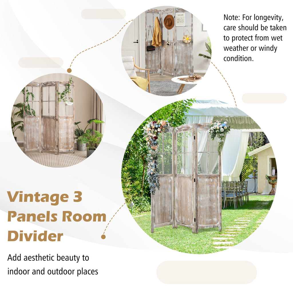 Coffee 6 Feet Folding Privacy Screen Room Divider - Costway