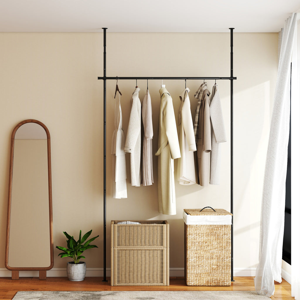 28-72 Inch Black Adjustable Tension Room Divider Curtain Rod - No Drilling