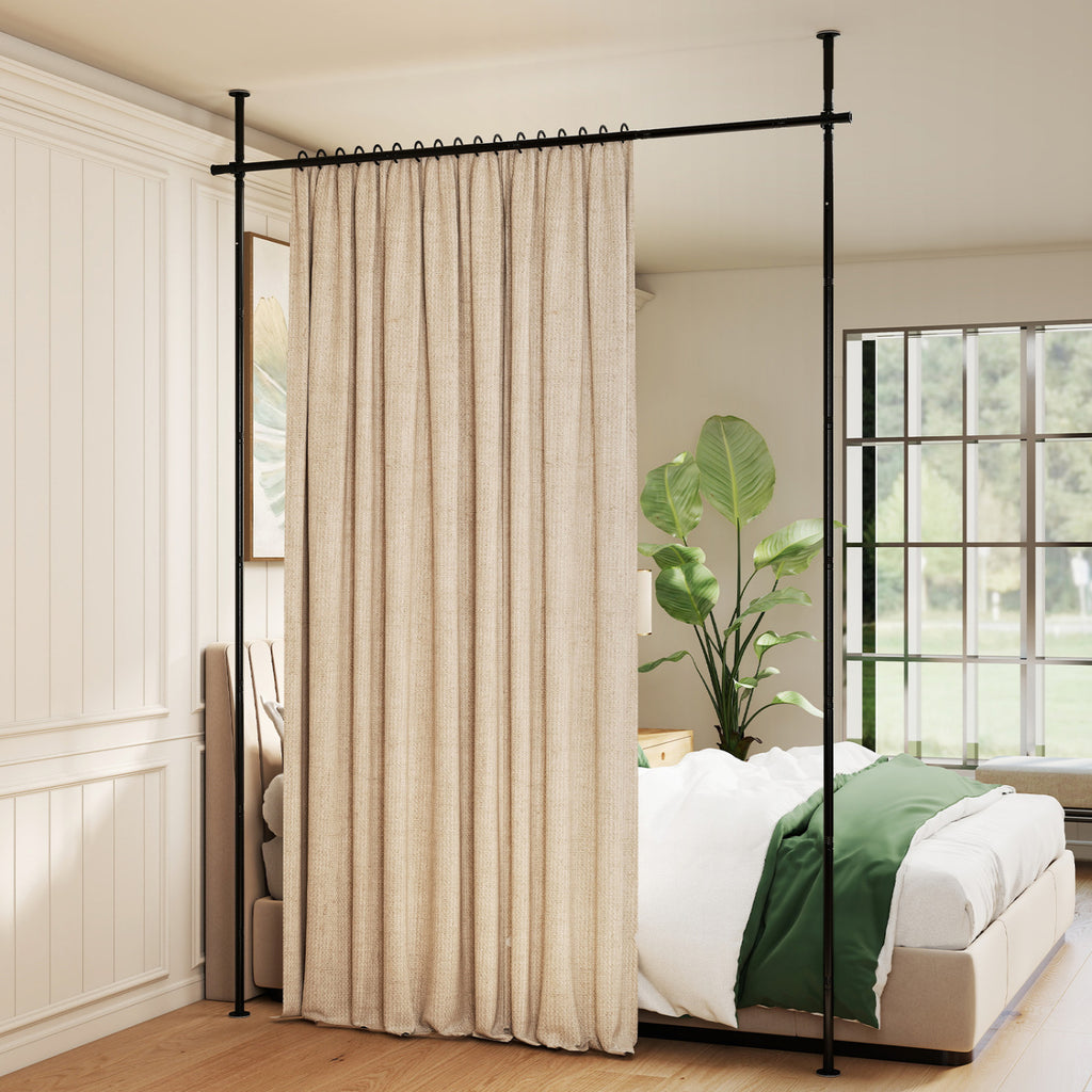28-72 Inch Black Adjustable Tension Room Divider Curtain Rod - No Drilling
