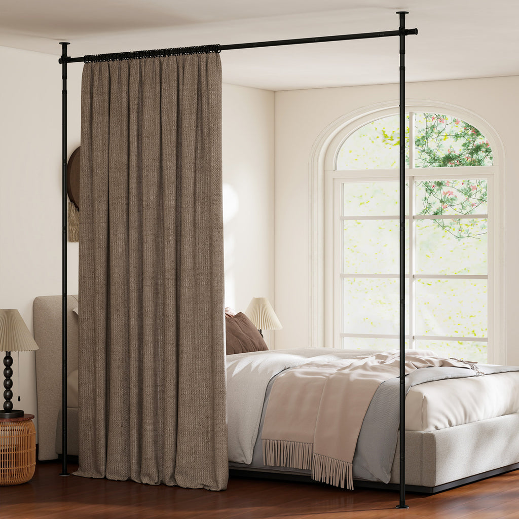 28-72 Inch Black Adjustable Tension Room Divider Curtain Rod - No Drilling