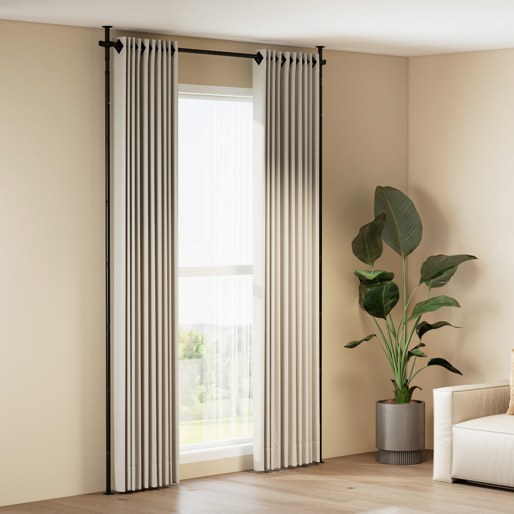 28-72 Inch Black Adjustable Tension Room Divider Curtain Rod - No Drilling