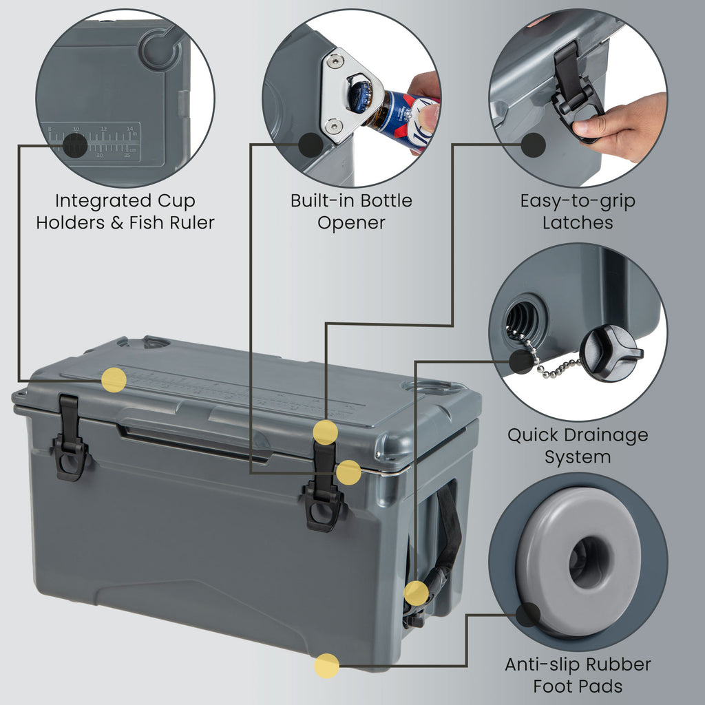 Rotomolded Cooler with Integrated Cup Holders and Bottle Opener
