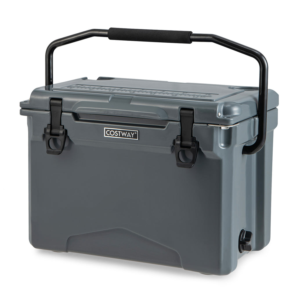 16 Qt Portable Insulated Ice Cooler with Cup Holders - Khaki