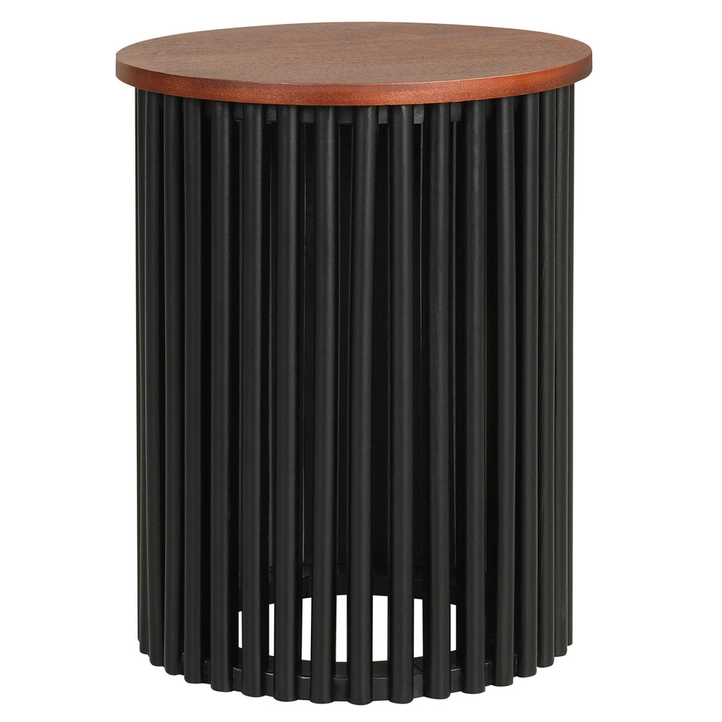 Round Acacia Wood Coffee Table Set of 2, Walnut