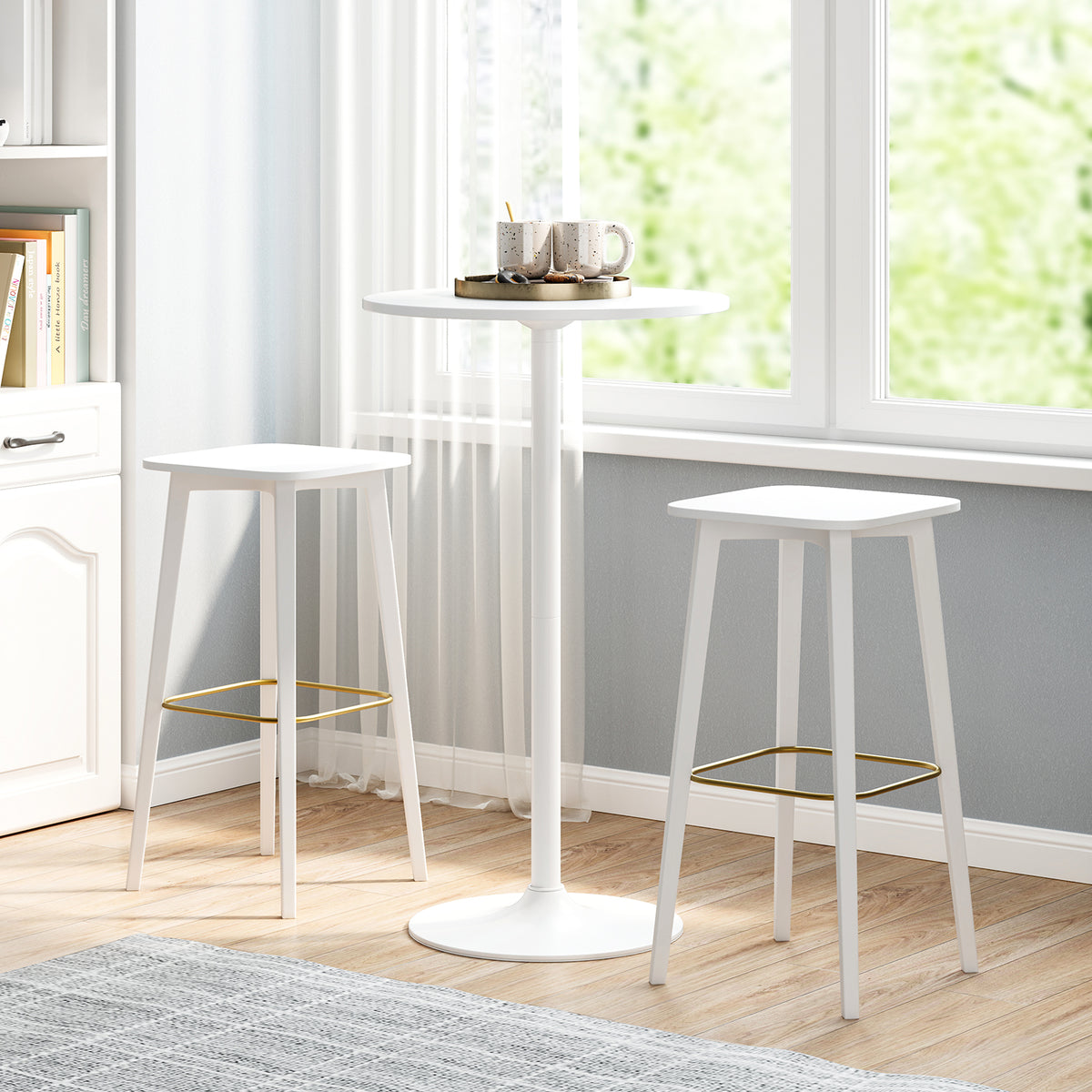 Round Bistro Table 40 Inch Adjustable Height Bar Coffee Table - 1 Piece