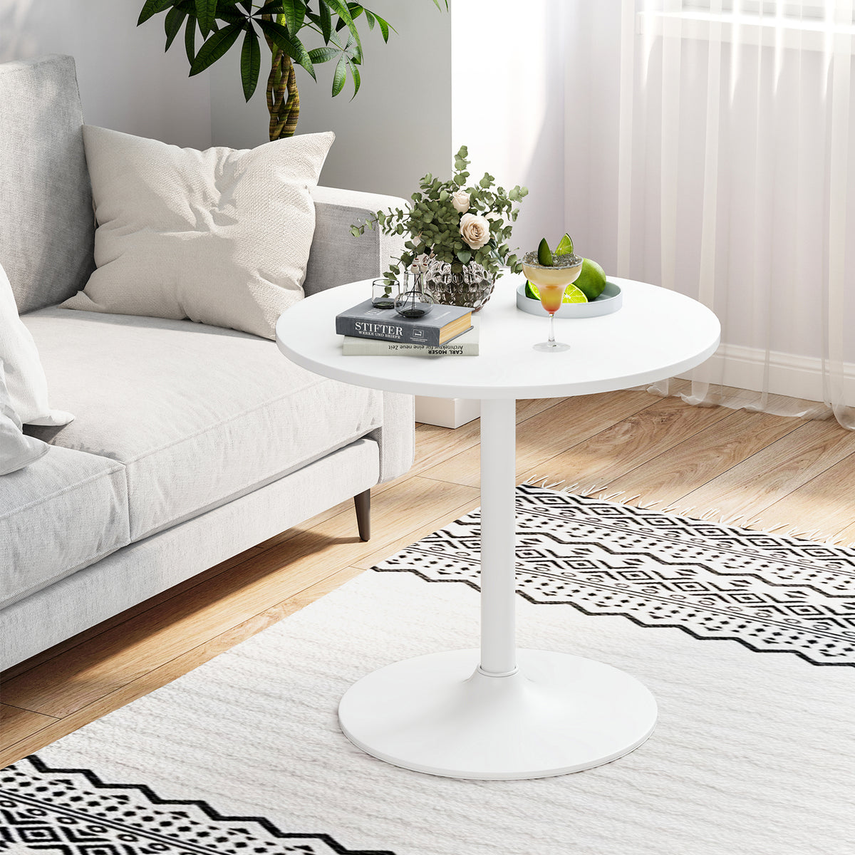 Round Bistro Table 40 Inch Adjustable Height Bar Coffee Table - 1 Piece