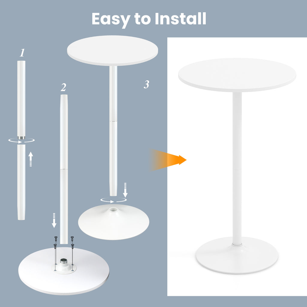 Round Bistro Table 40 Inch Adjustable Height Bar Coffee Table - 1 Piece