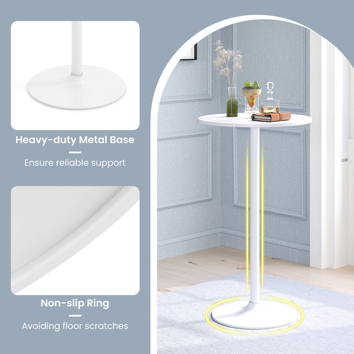 Round Bistro Table 40 Inch Adjustable Height Bar Coffee Table - 1 Piece