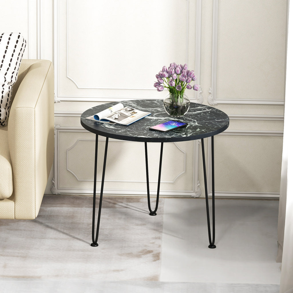 Round Coffee Table with Thickened Tabletop, Black