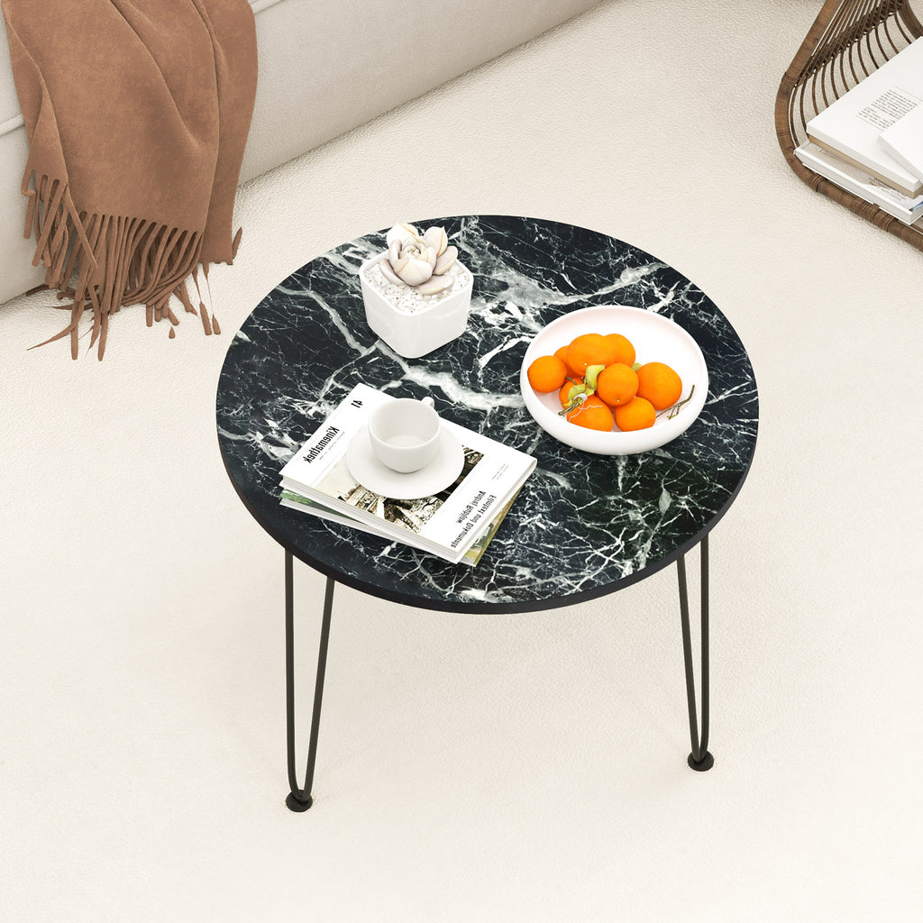 Round Coffee Table with Thickened Tabletop, Black