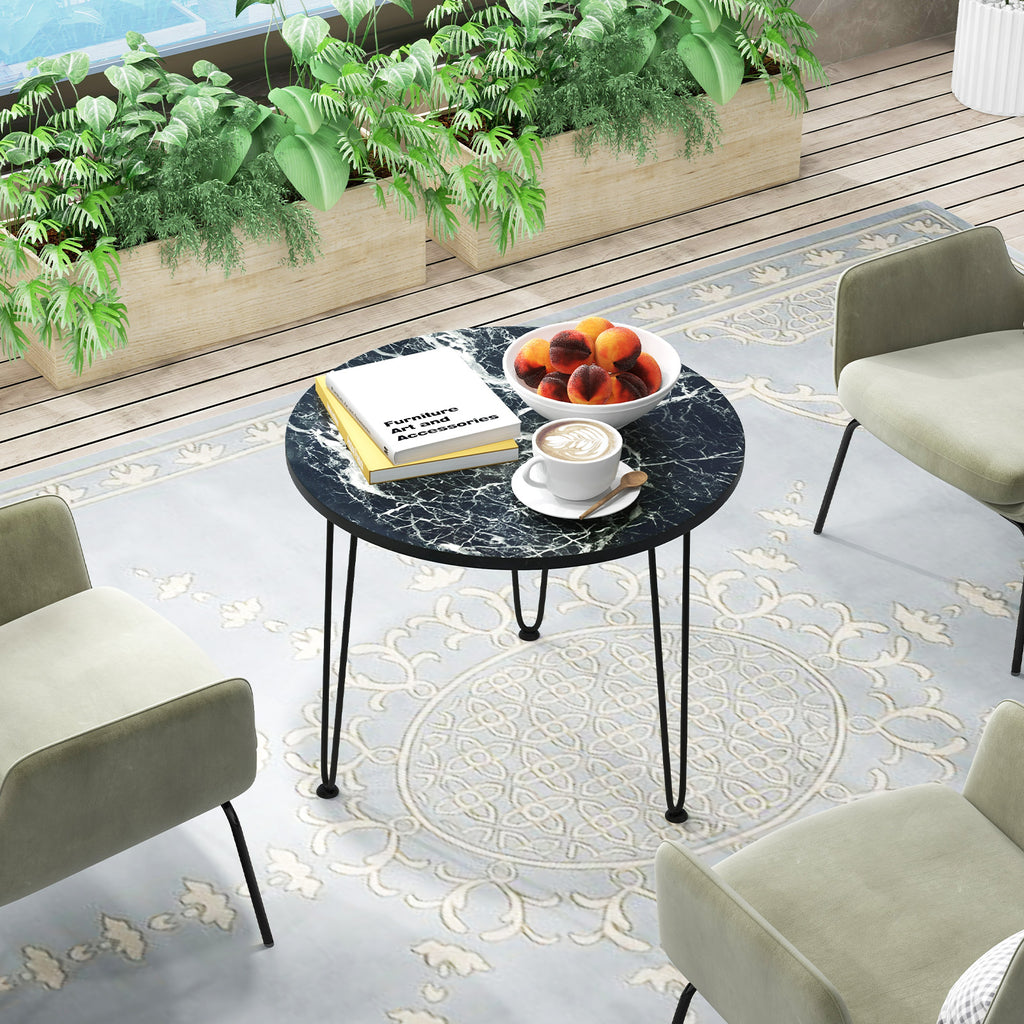 Round Coffee Table with Thickened Tabletop, Black