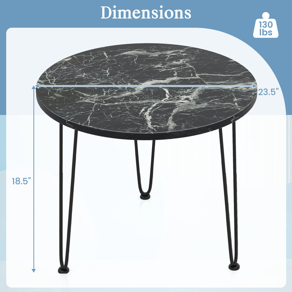 Round Coffee Table with Thickened Tabletop, Black