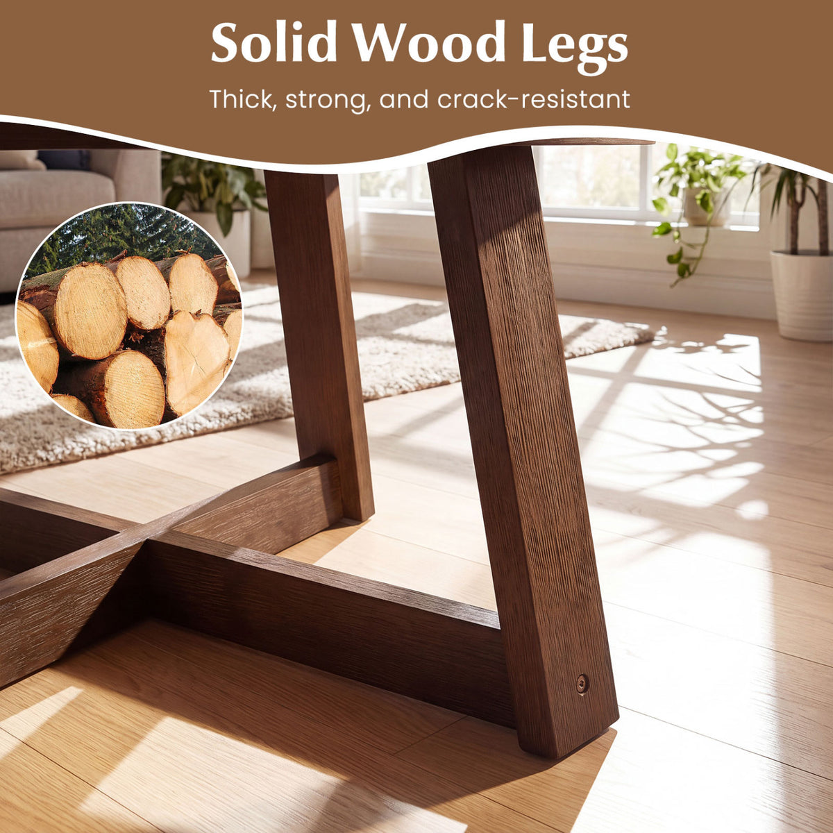 Round Coffee Table 30 inch Farmhouse Accent Table - Walnut