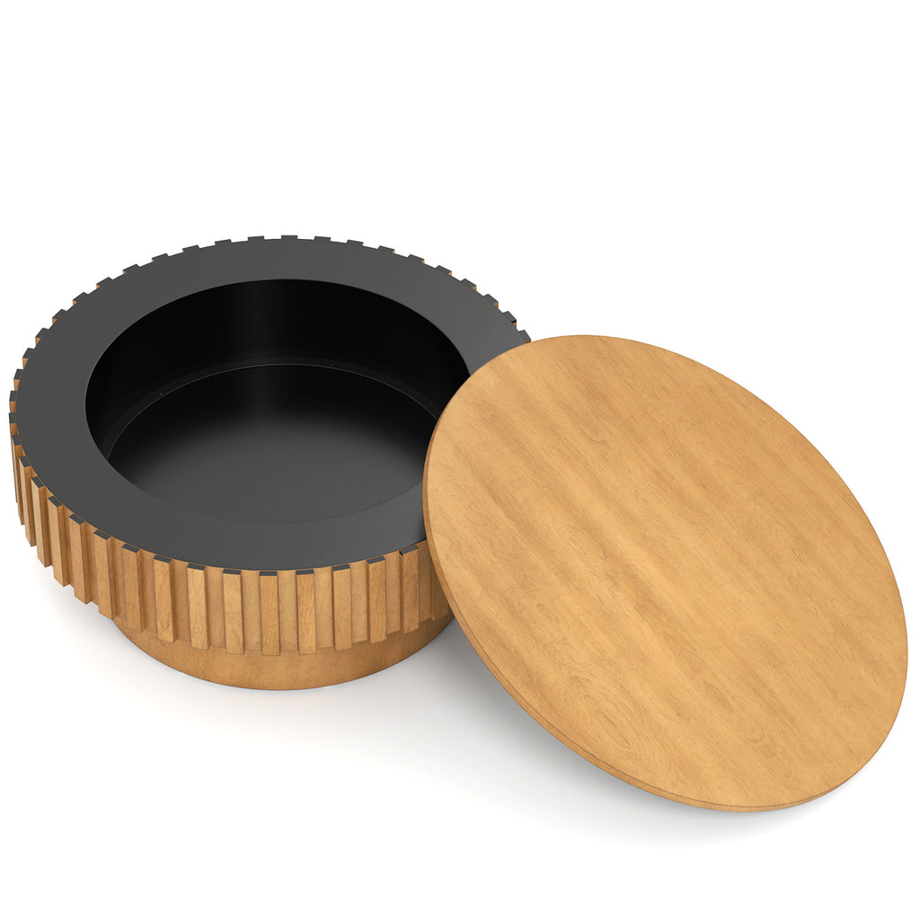 Round Coffee Table with Storage - Natural