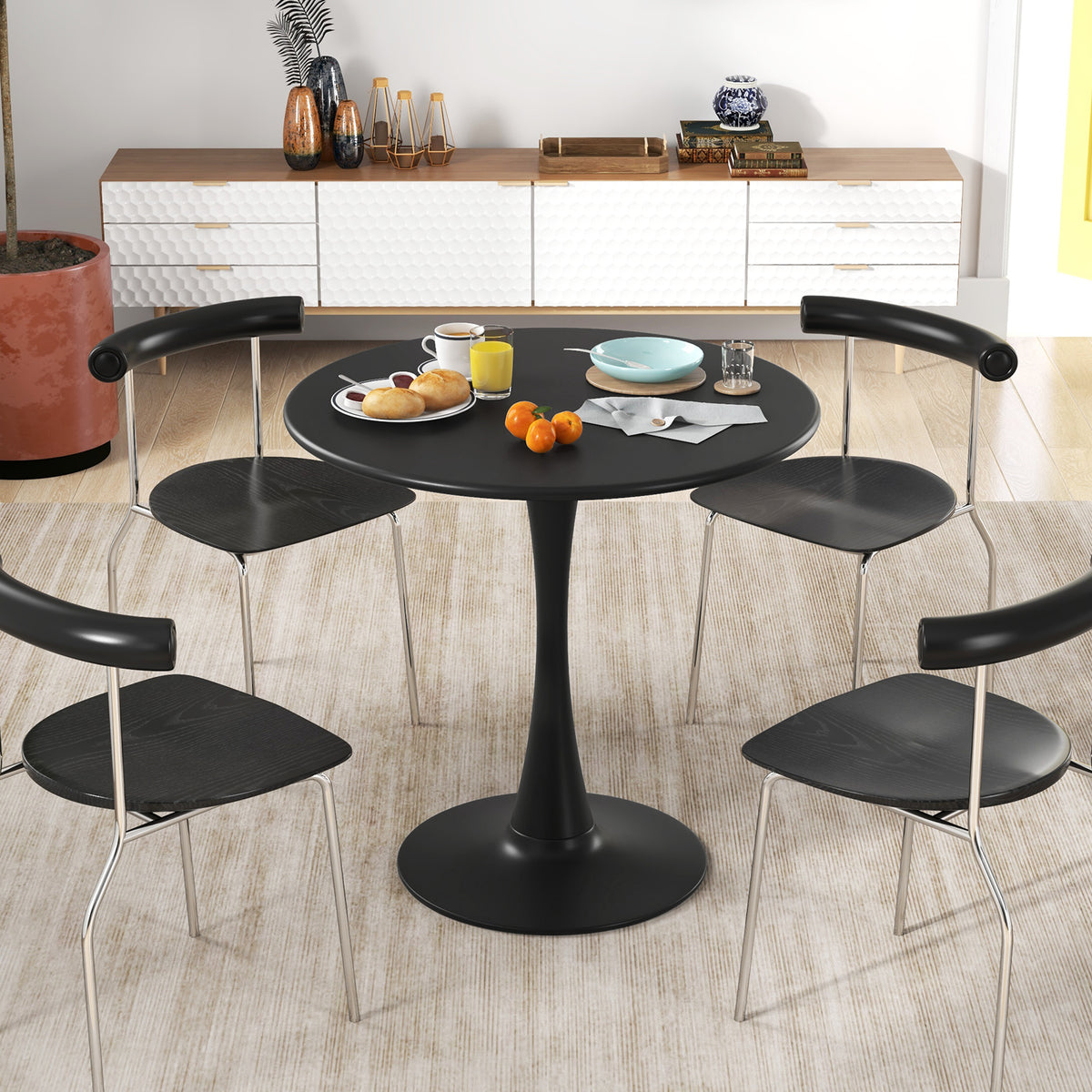 31.5 Inch Round Dining Table - Black