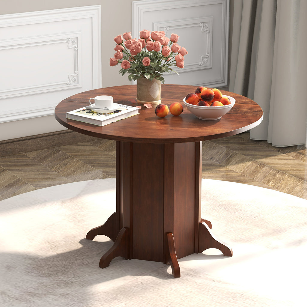 Round Dining Table with Pedestal Base for 4-6 People - Walnut