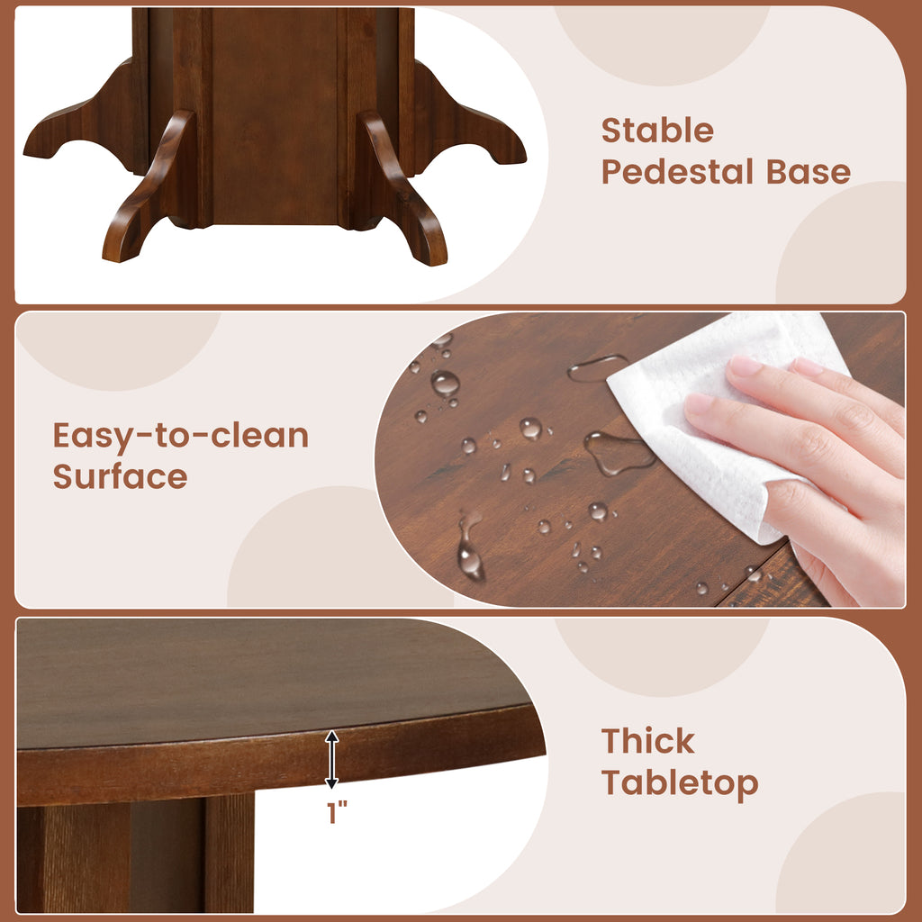 Round Dining Table with Pedestal Base for 4-6 People - Walnut