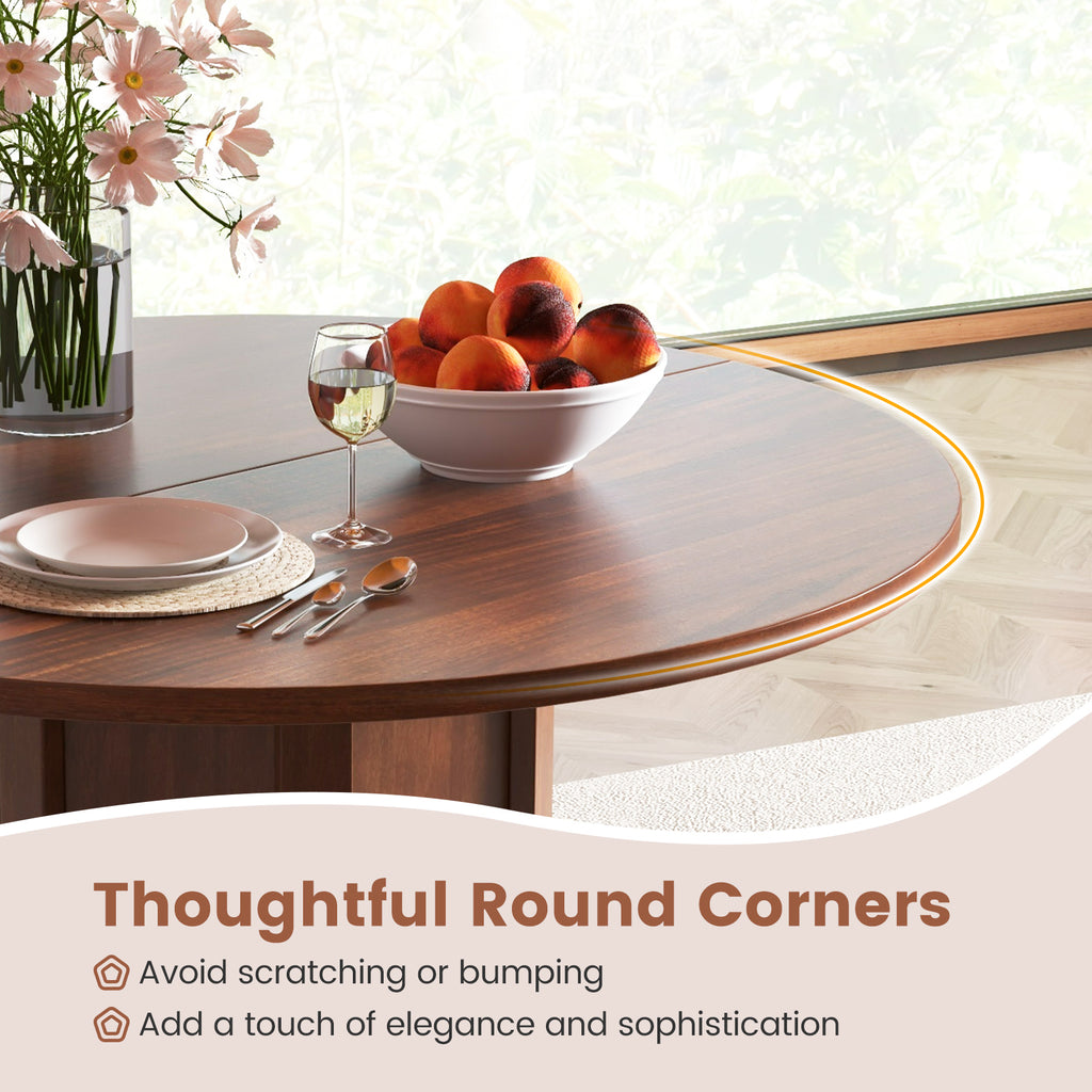 Round Dining Table with Pedestal Base for 4-6 People - Walnut