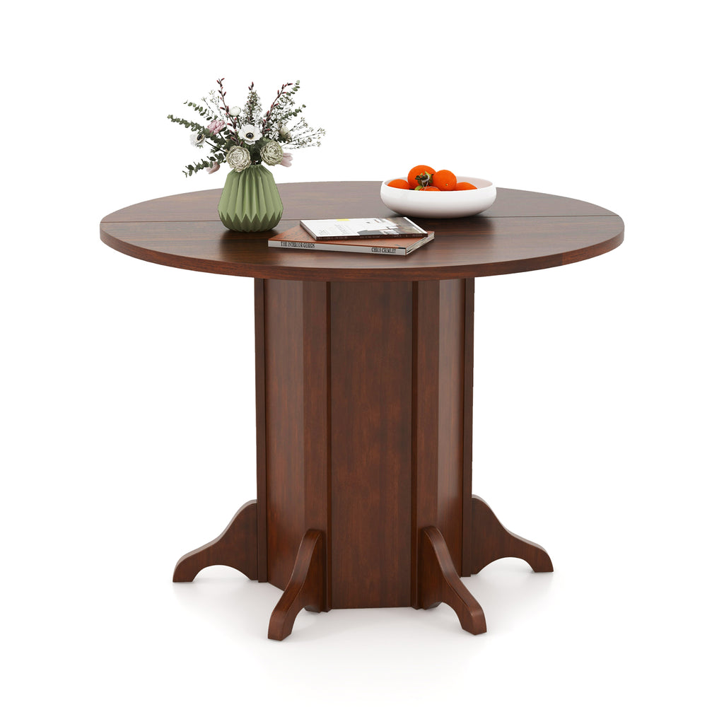 Round Dining Table with Pedestal Base for 4-6 People - Walnut