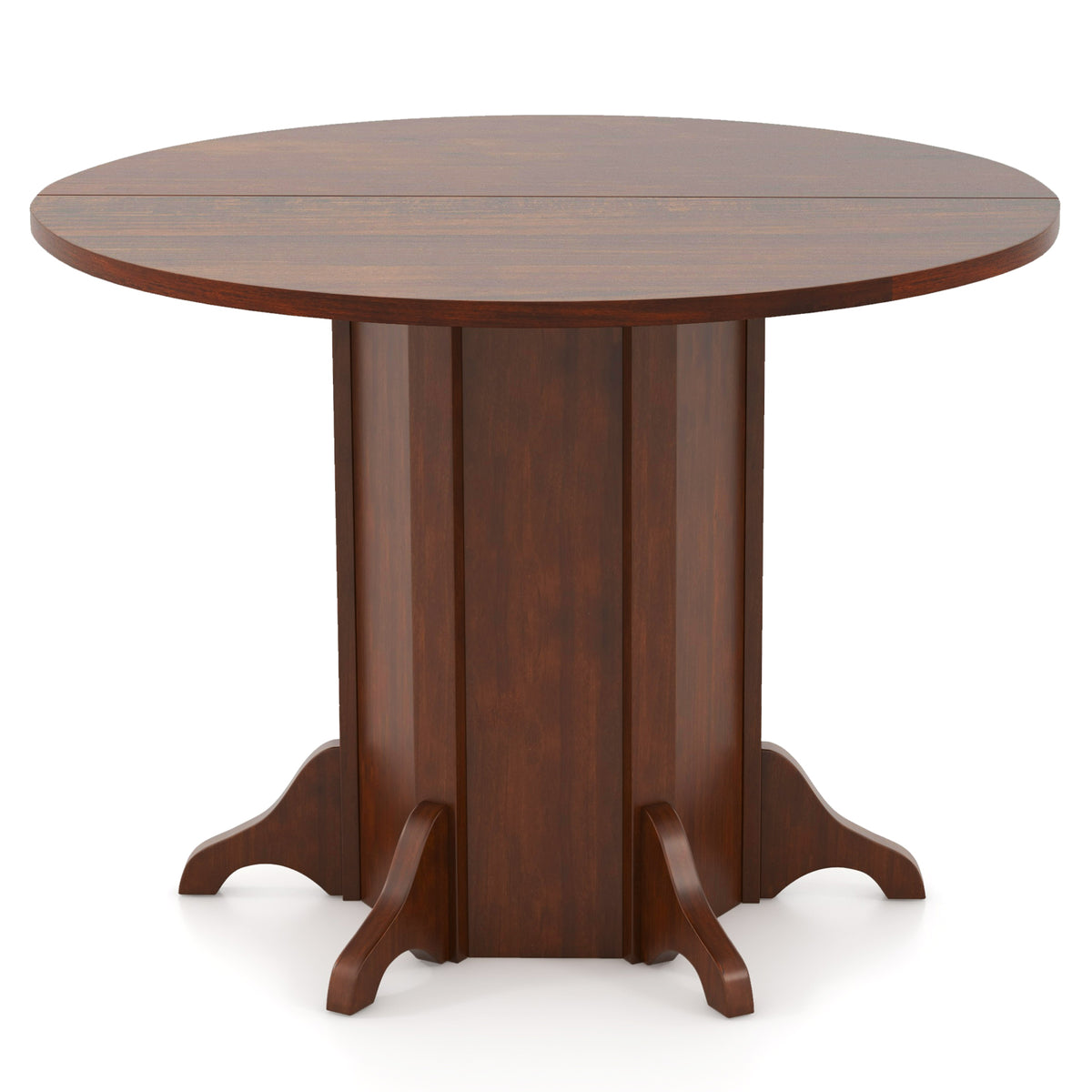 Round Dining Table with Pedestal Base for 4-6 People - Walnut