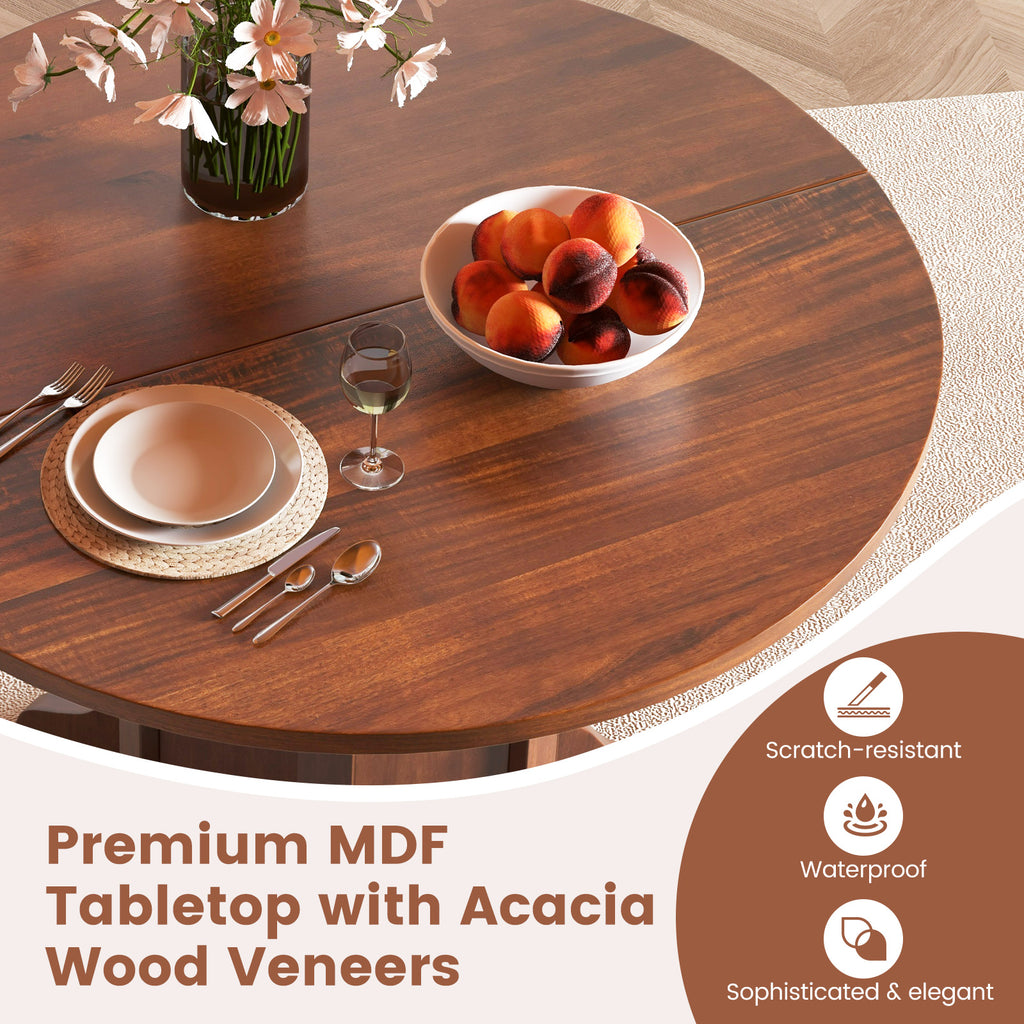 Round Dining Table with Pedestal Base for 4-6 People - Walnut