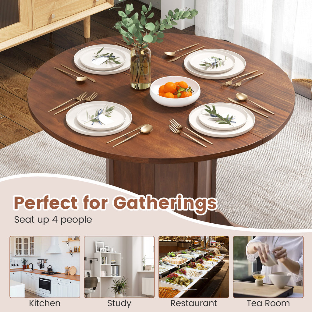 Round Dining Table with Pedestal Base for 4-6 People - Walnut