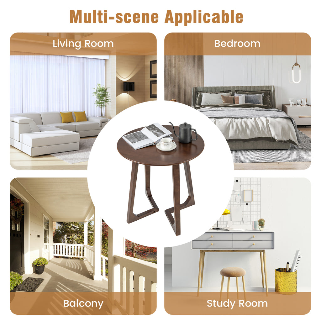 24 Inch Round End Table, Rubber Wood - Brown