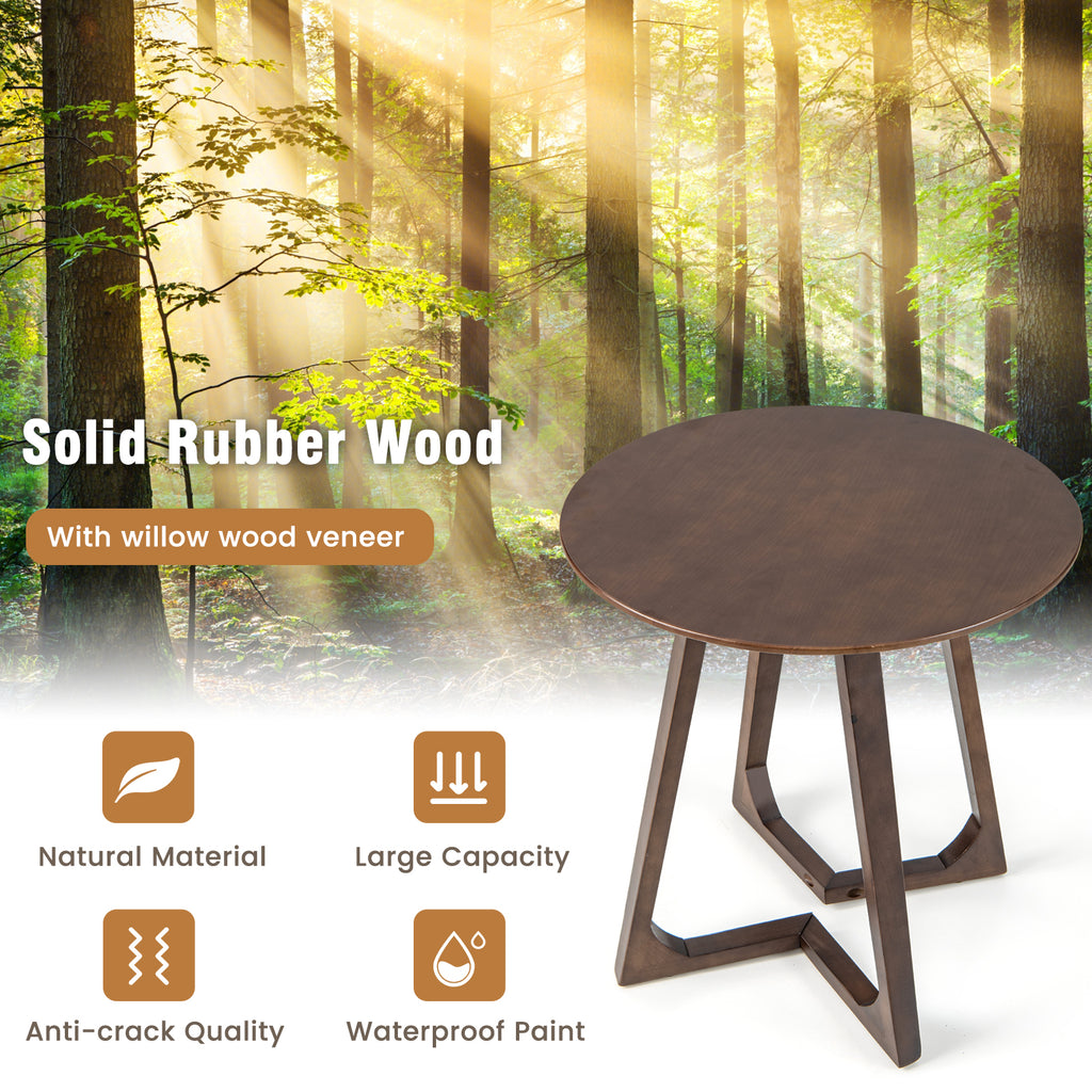 24 Inch Round End Table, Rubber Wood - Brown