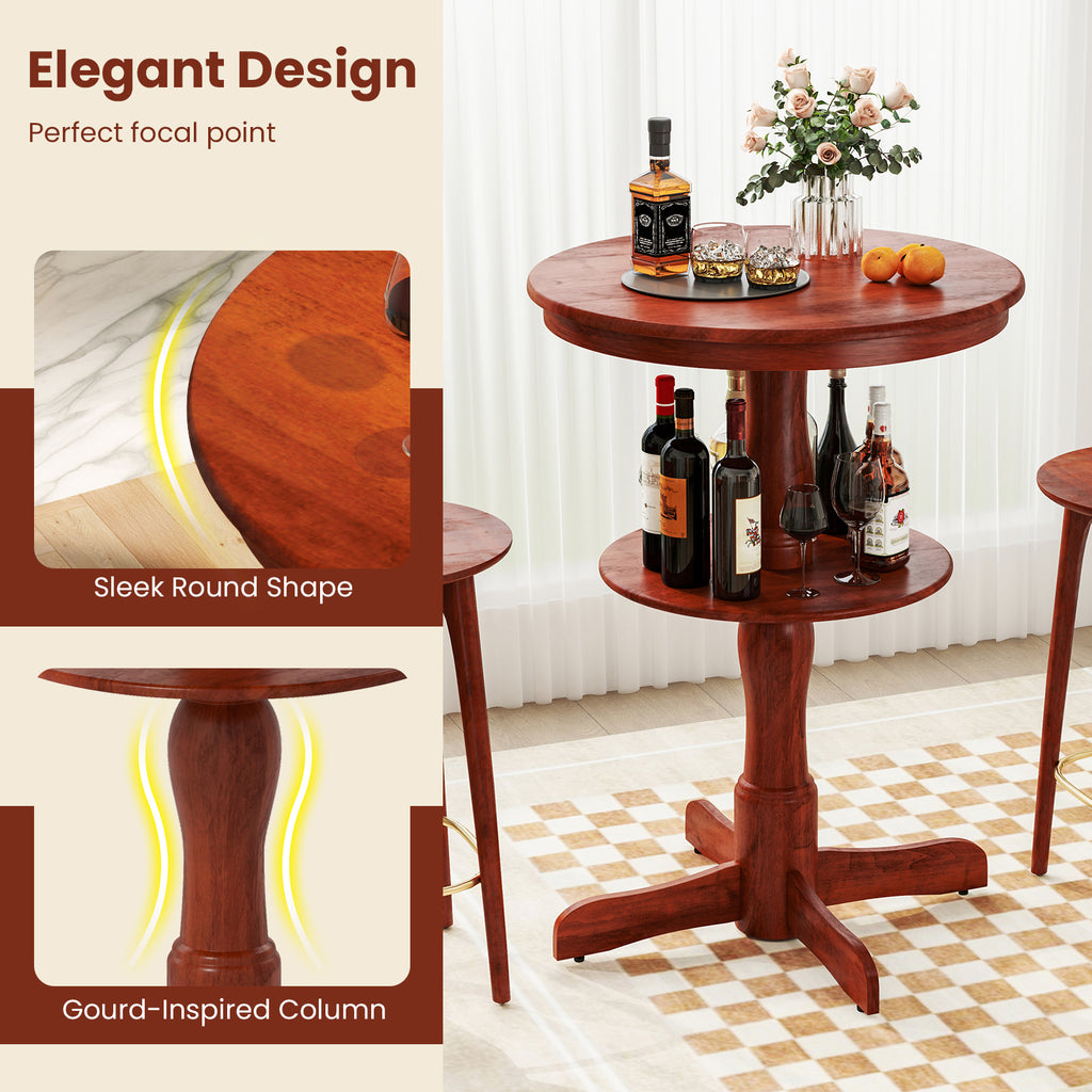 2-Tier Round Bar Table with Storage Shelf, Espresso