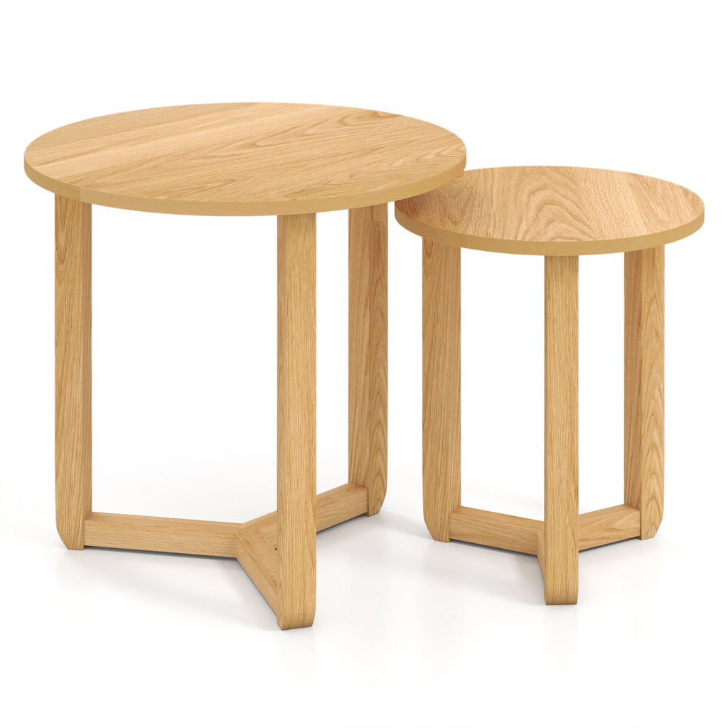 Round Nesting Coffee Table Set of 2 - Natural, Tripod Structure