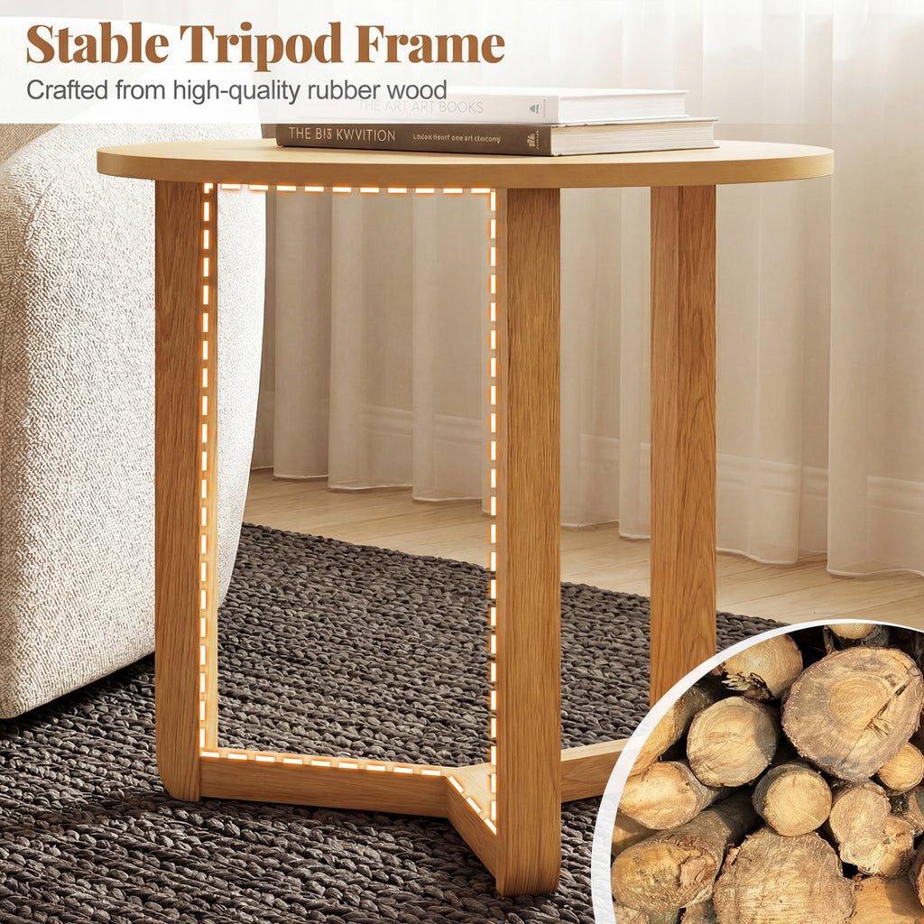 Round Nesting Coffee Table Set of 2 - Natural, Tripod Structure