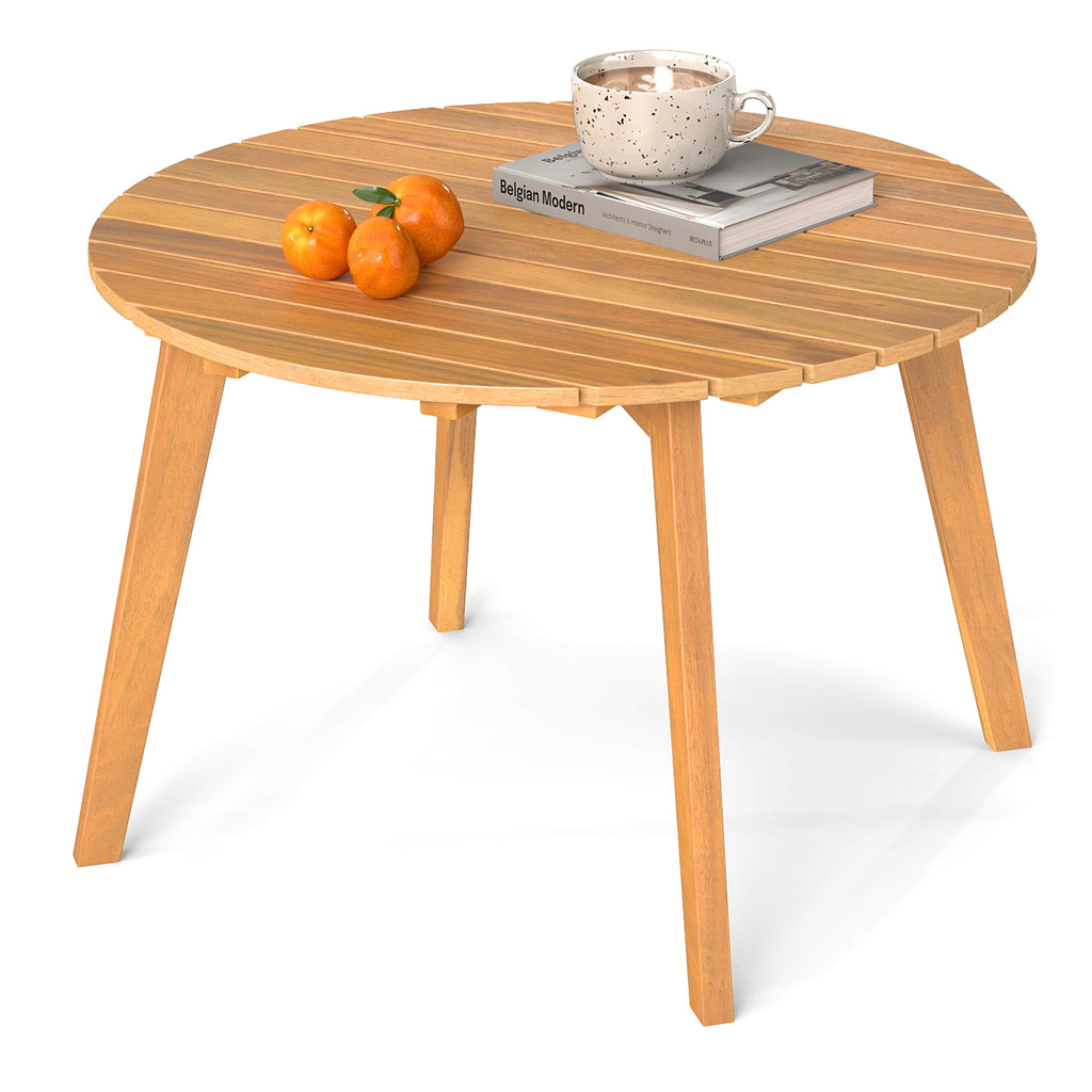 24.5" Round Acacia Wood Outdoor Side Table