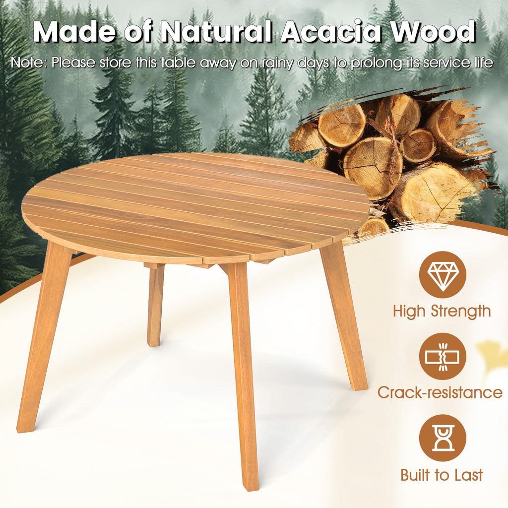 24.5" Round Acacia Wood Outdoor Side Table