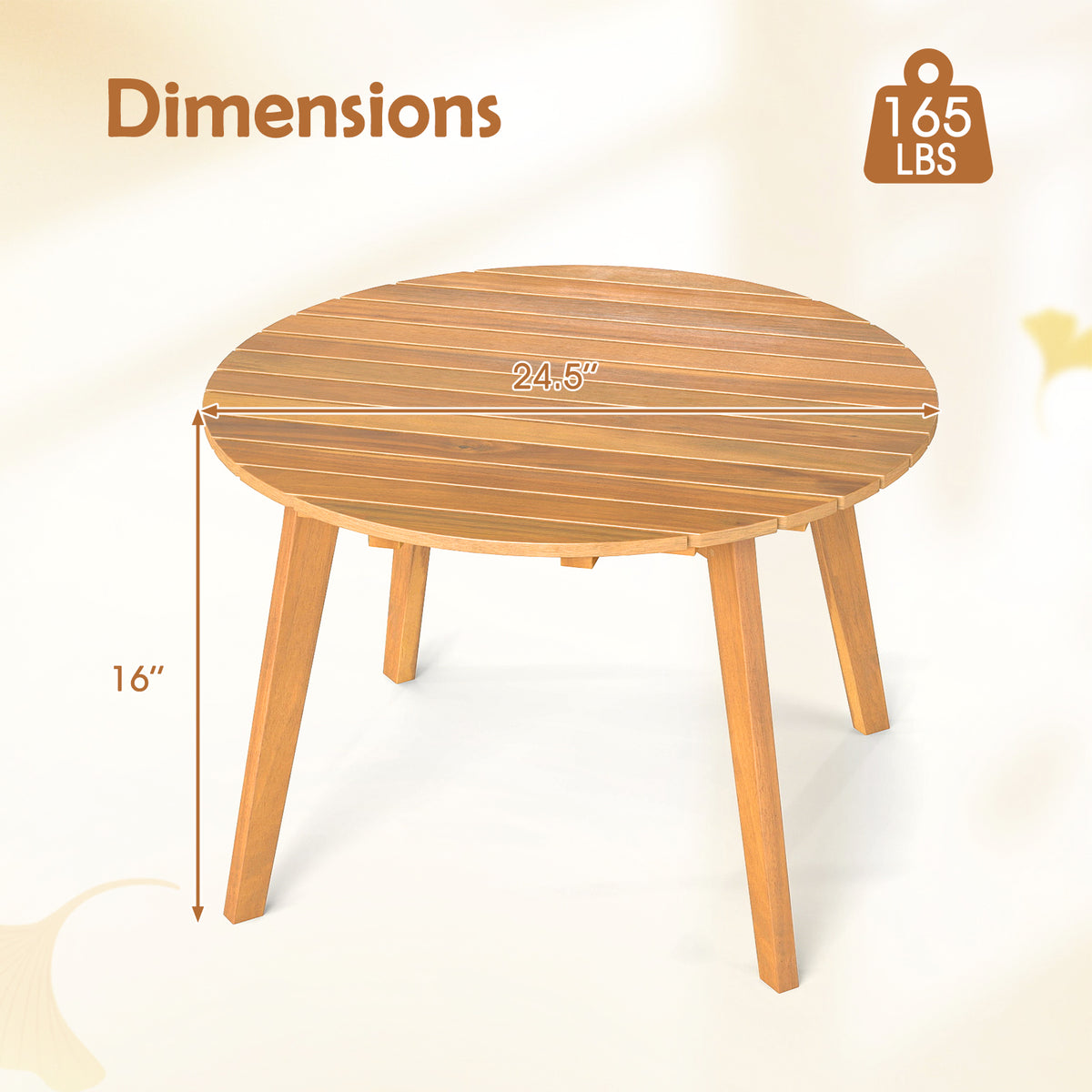 24.5" Round Acacia Wood Outdoor Side Table