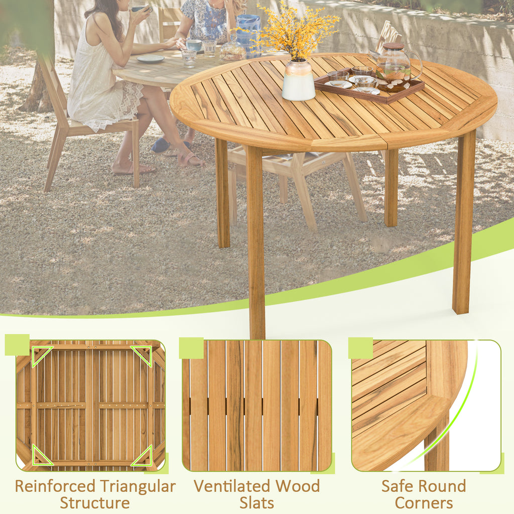 44" Round Outdoor Dining Table for 4 - Acacia Wood