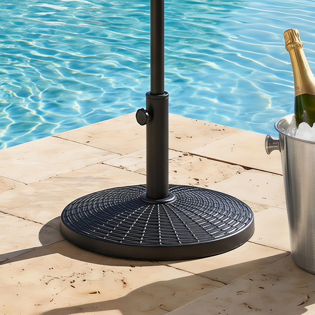 22 lbs Patio Resin Outdoor Umbrella Base with Wicker Style for Use
