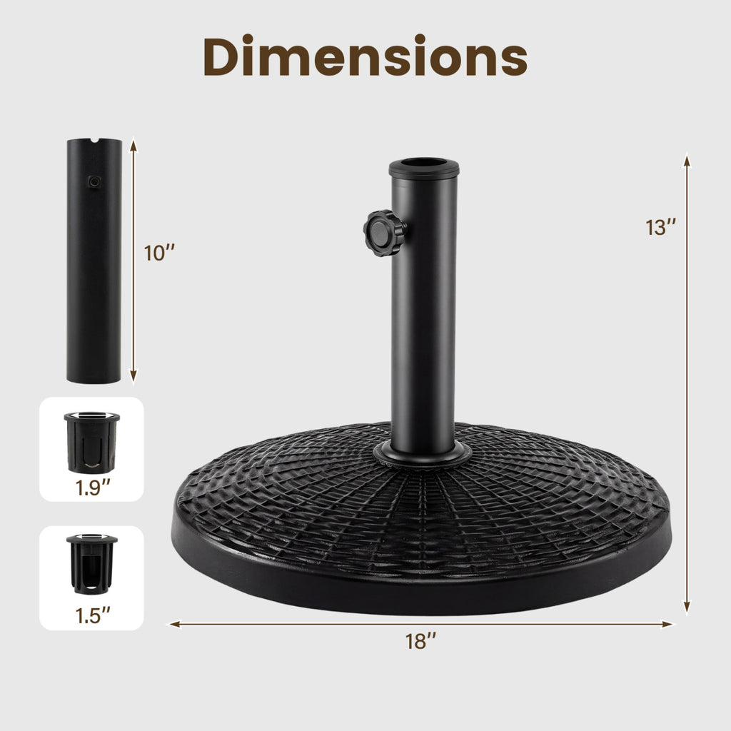 22 lbs Patio Resin Outdoor Umbrella Base with Wicker Style for Use
