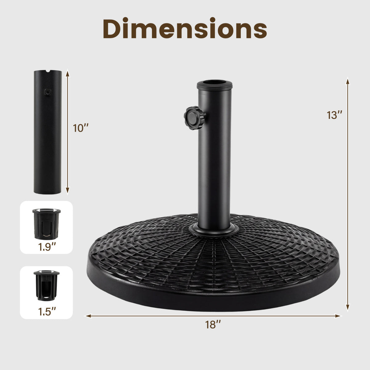 22 lbs Patio Resin Outdoor Umbrella Base with Wicker Style for Use