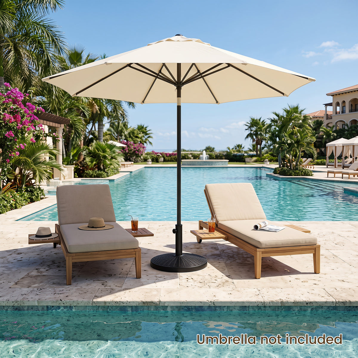 22 lbs Patio Resin Outdoor Umbrella Base with Wicker Style for Use