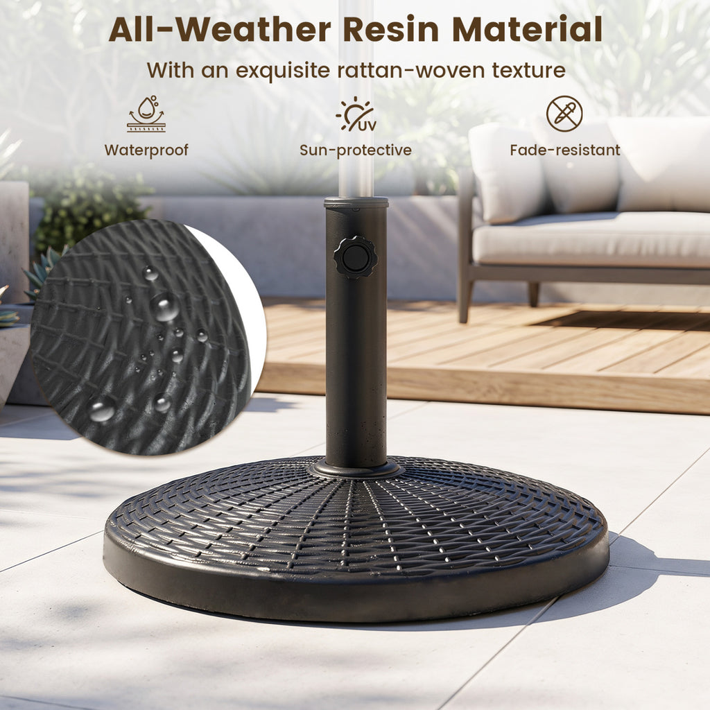 22 lbs Patio Resin Outdoor Umbrella Base with Wicker Style for Use